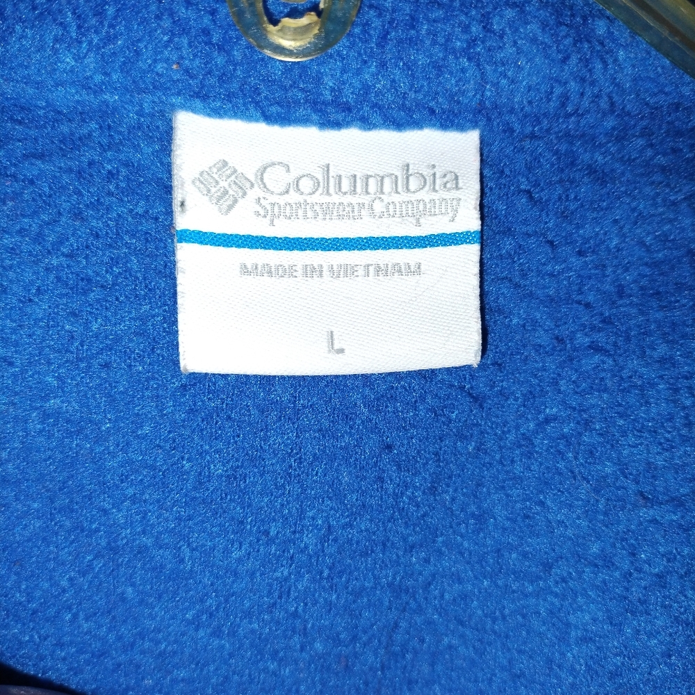 Columbia Fleece Zip Up Jacket Women's L Blue Long Sleeve Zip Pocket - Picture 9 of 11